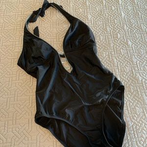 EUC Black Allen B. Halter Swimsuit Size 14